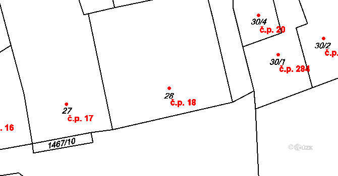 Kvasice 18 na parcele st. 28 v KÚ Kvasice, Katastrální mapa