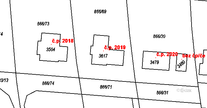 Lysá nad Labem 2019 na parcele st. 3617 v KÚ Lysá nad Labem, Katastrální mapa