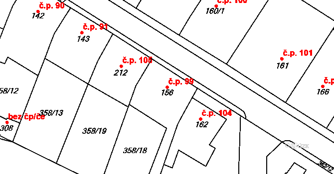 Mramotice 99, Znojmo na parcele st. 156 v KÚ Mramotice, Katastrální mapa
