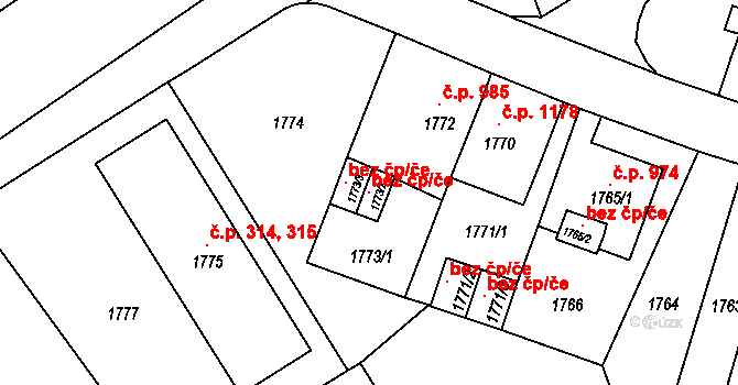 Děčín 113723679 na parcele st. 1773/2 v KÚ Děčín, Katastrální mapa
