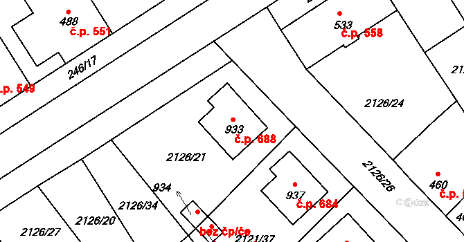 Lišov 688, Katastrální mapa