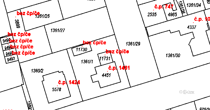 Pardubice 120990679 na parcele st. 11731 v KÚ Pardubice, Katastrální mapa