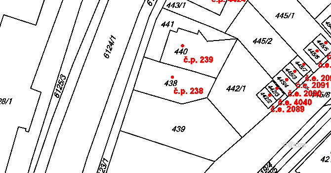 Jihlava 238 na parcele st. 438 v KÚ Jihlava, Katastrální mapa