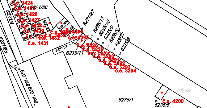 Jihlava 3292 na parcele st. 6235/8 v KÚ Jihlava, Katastrální mapa