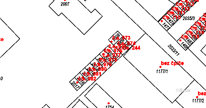 Tišnov 976 na parcele st. 2011 v KÚ Tišnov, Katastrální mapa