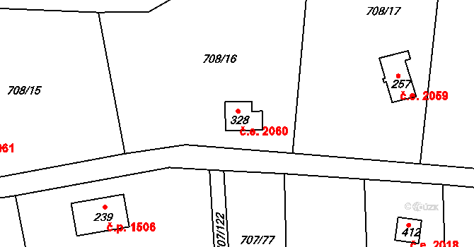 Skuheř 2060, Kamenice na parcele st. 328 v KÚ Těptín, Katastrální mapa