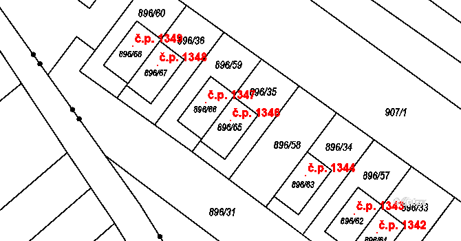 Svatobořice 1346, Svatobořice-Mistřín na parcele st. 896/65 v KÚ Svatobořice, Katastrální mapa