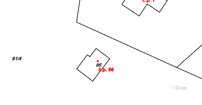 Roudnice 66, Jestřabí v Krkonoších na parcele st. 86 v KÚ Roudnice v Krkonoších, Katastrální mapa