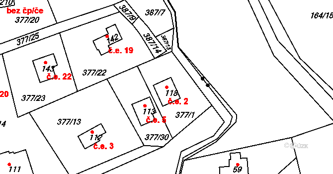 Hatě 2, Skuhrov na parcele st. 118 v KÚ Skuhrov pod Brdy, Katastrální mapa