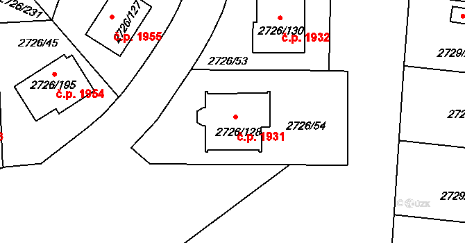 Tachov 1931 na parcele st. 2726/128 v KÚ Tachov, Katastrální mapa