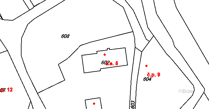 Volfartice 5 na parcele st. 602 v KÚ Volfartice, Katastrální mapa