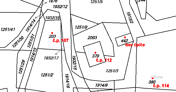 Pozděchov 112 na parcele st. 379 v KÚ Pozděchov, Katastrální mapa
