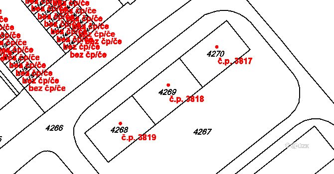 Židenice 3818, Brno na parcele st. 4269 v KÚ Židenice, Katastrální mapa