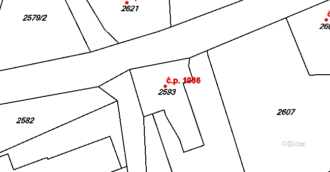 Smržovka 1036 na parcele st. 2593 v KÚ Smržovka, Katastrální mapa