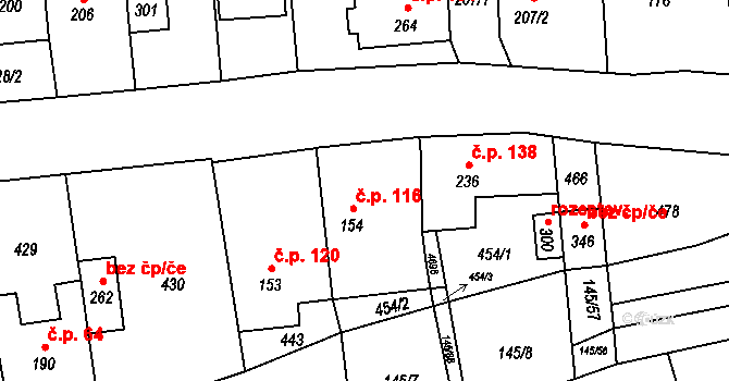 Ločenice 116 na parcele st. 154 v KÚ Ločenice, Katastrální mapa