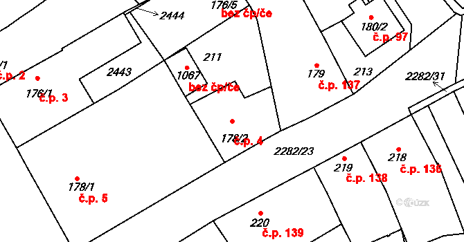 Solnice 4 na parcele st. 178/2 v KÚ Solnice, Katastrální mapa