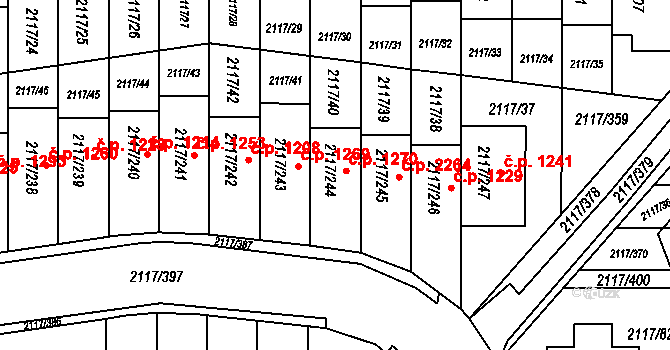 Chodov 1270, Praha na parcele st. 2117/244 v KÚ Chodov, Katastrální mapa