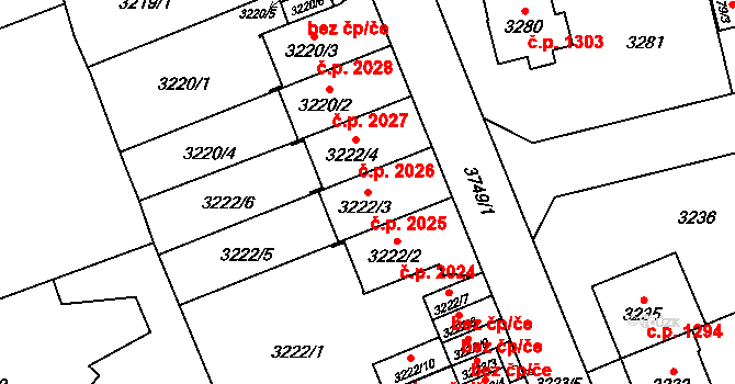Břevnov 2025, Praha na parcele st. 3222/3 v KÚ Břevnov, Katastrální mapa