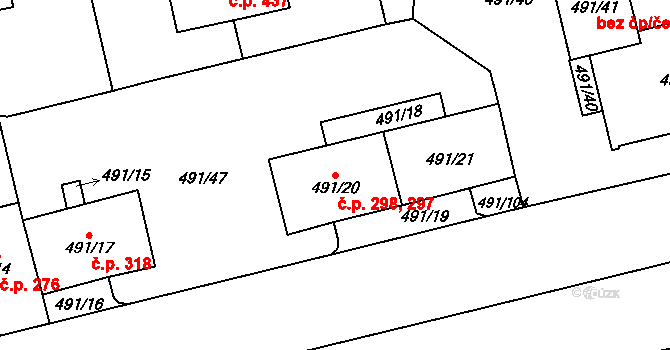 Veleslavín 297,298, Praha na parcele st. 491/20 v KÚ Veleslavín, Katastrální mapa