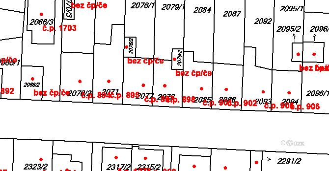České Budějovice 6 898, České Budějovice na parcele st. 2078 v KÚ České Budějovice 6, Katastrální mapa