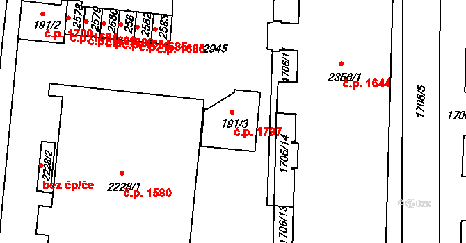 Vlašim 1797 na parcele st. 191/3 v KÚ Vlašim, Katastrální mapa
