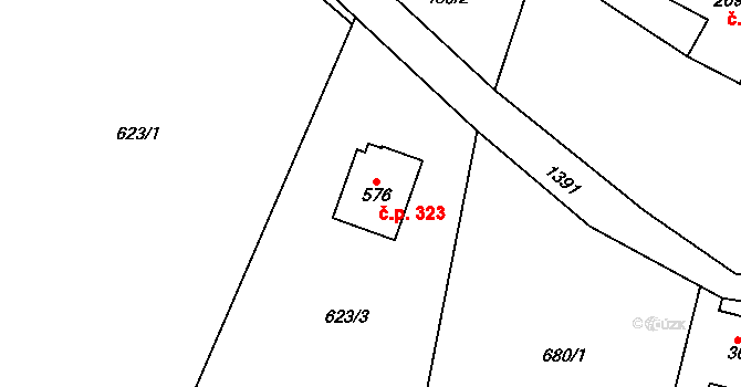 Řetová 323 na parcele st. 576 v KÚ Řetová, Katastrální mapa