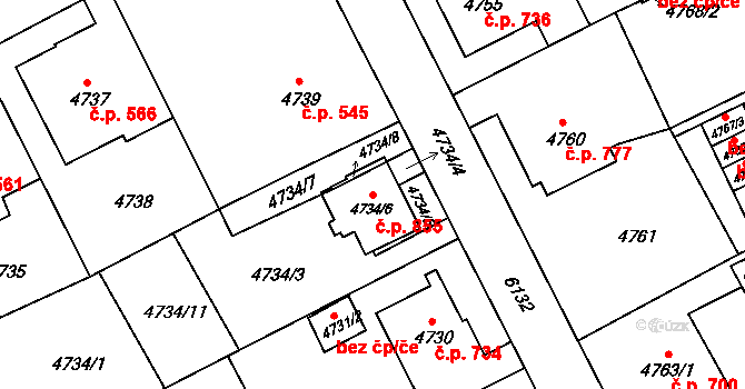Liberec III-Jeřáb 855, Liberec na parcele st. 4734/6 v KÚ Liberec, Katastrální mapa