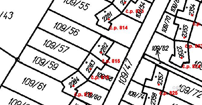 Čeladná 815 na parcele st. 2282 v KÚ Čeladná, Katastrální mapa