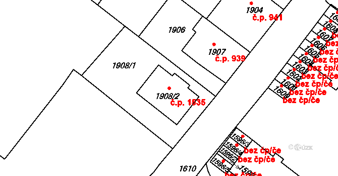 Duchcov 1535 na parcele st. 1908/2 v KÚ Duchcov, Katastrální mapa