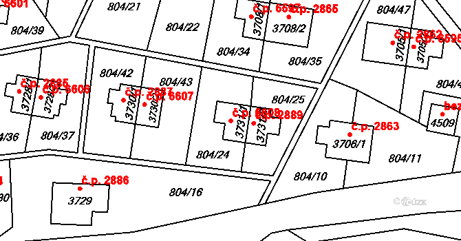 Zlín 6608 na parcele st. 3731/1 v KÚ Zlín, Katastrální mapa