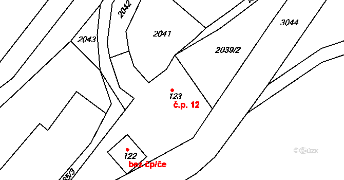 Borovka 12, Neveklov na parcele st. 123 v KÚ Mlékovice u Neveklova, Katastrální mapa