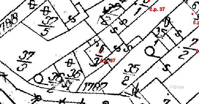 Vepřová 97 na parcele st. 32 v KÚ Vepřová, Katastrální mapa