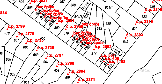 Chomutov 608 na parcele st. 4062 v KÚ Chomutov II, Katastrální mapa