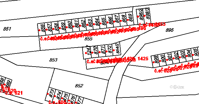 Děčín III-Staré Město 499,500, Děčín na parcele st. 871 v KÚ Děčín-Staré Město, Katastrální mapa