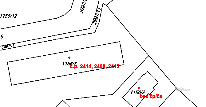 Předměstí 2409,2413,2414, Opava na parcele st. 1156/3 v KÚ Opava-Předměstí, Katastrální mapa