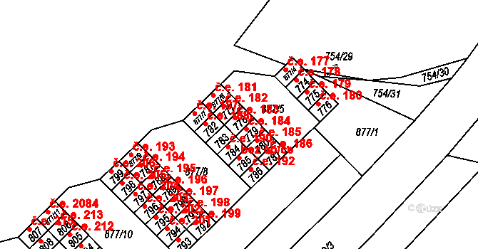 Brno 45562679 na parcele st. 778 v KÚ Lesná, Katastrální mapa