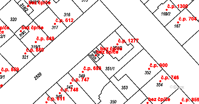 Plzeň 46534679 na parcele st. 351/4 v KÚ Doubravka, Katastrální mapa