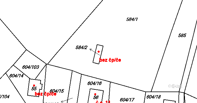 Dubovice 50016679 na parcele st. 584/2 v KÚ Dubovice, Katastrální mapa
