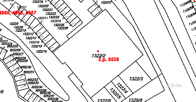 Jihlava 5538 na parcele st. 1322/2 v KÚ Jihlava, Katastrální mapa