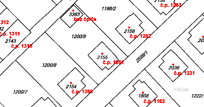 Hlinsko 1261 na parcele st. 2155 v KÚ Hlinsko v Čechách, Katastrální mapa