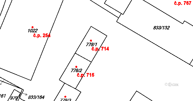 Kostelec nad Labem 714 na parcele st. 778/1 v KÚ Kostelec nad Labem, Katastrální mapa