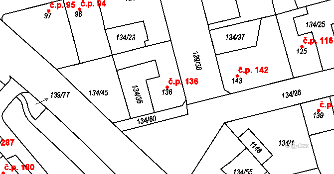 Lobeček 136, Kralupy nad Vltavou na parcele st. 136 v KÚ Lobeček, Katastrální mapa