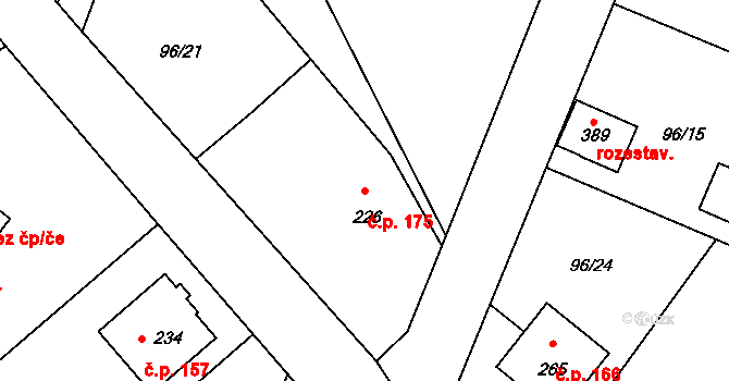 Chotoviny 175 na parcele st. 226 v KÚ Chotoviny, Katastrální mapa