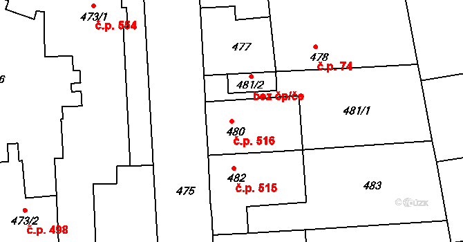 Česká Skalice 516 na parcele st. 480 v KÚ Česká Skalice, Katastrální mapa