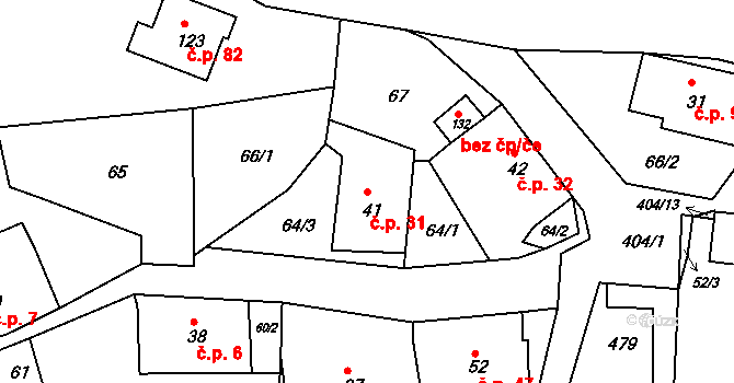Jizbice 31, Náchod na parcele st. 41 v KÚ Jizbice u Náchoda, Katastrální mapa