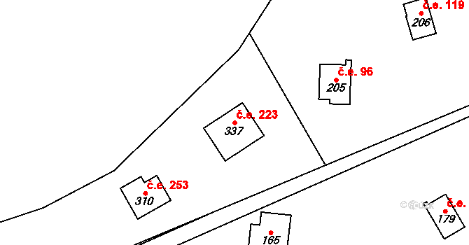 Velenov 223 na parcele st. 337 v KÚ Velenov, Katastrální mapa