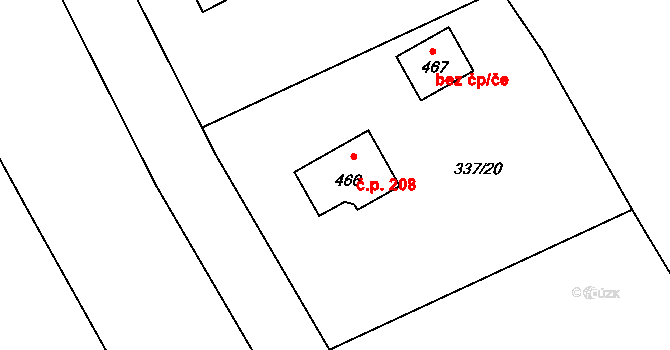 Bohutín 208 na parcele st. 466 v KÚ Bohutín, Katastrální mapa
