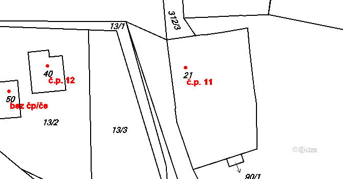 Kosmo 11, Šumavské Hoštice na parcele st. 21 v KÚ Kosmo, Katastrální mapa