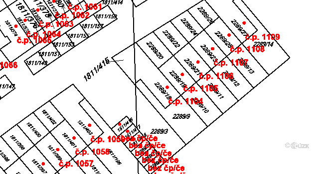 Buštěhrad 1104 na parcele st. 2289/18 v KÚ Buštěhrad, Katastrální mapa