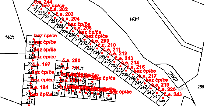 Podbořany 211 na parcele st. 235 v KÚ Podbořany, Katastrální mapa